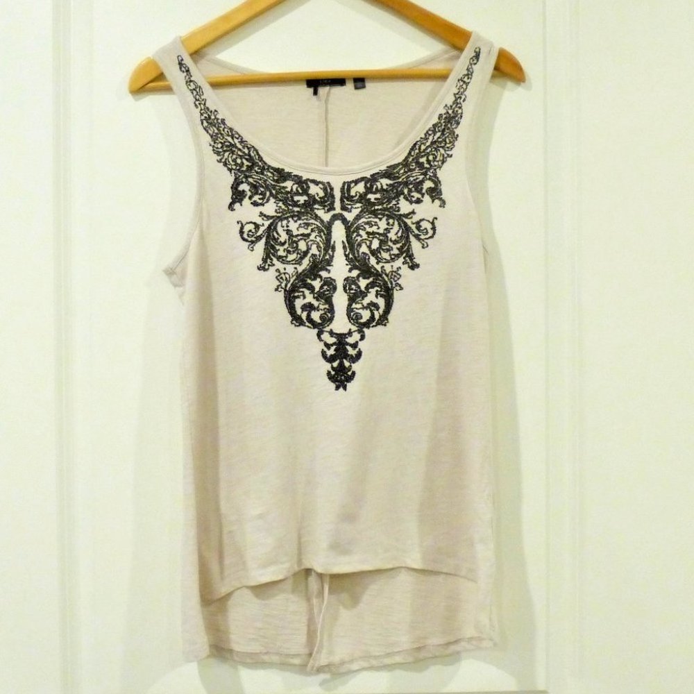 DEX Embelished Neckline High Low Tank